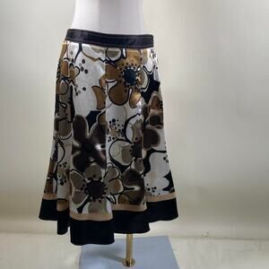 Vintage brown floral silk skirt